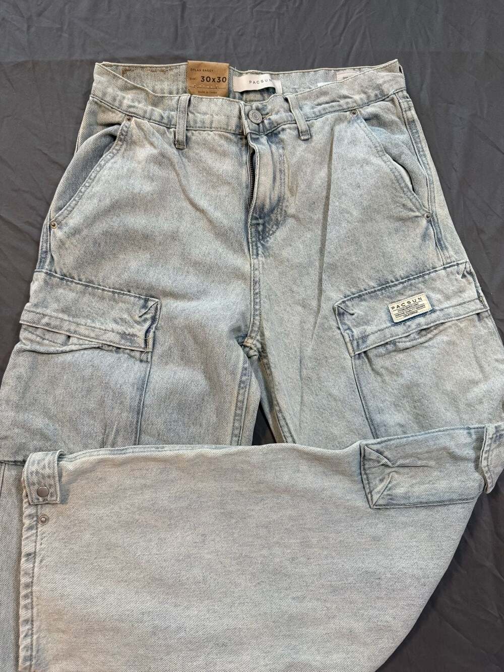 PacSun Dylan Baggy Light Wash Denim Cargo Pants